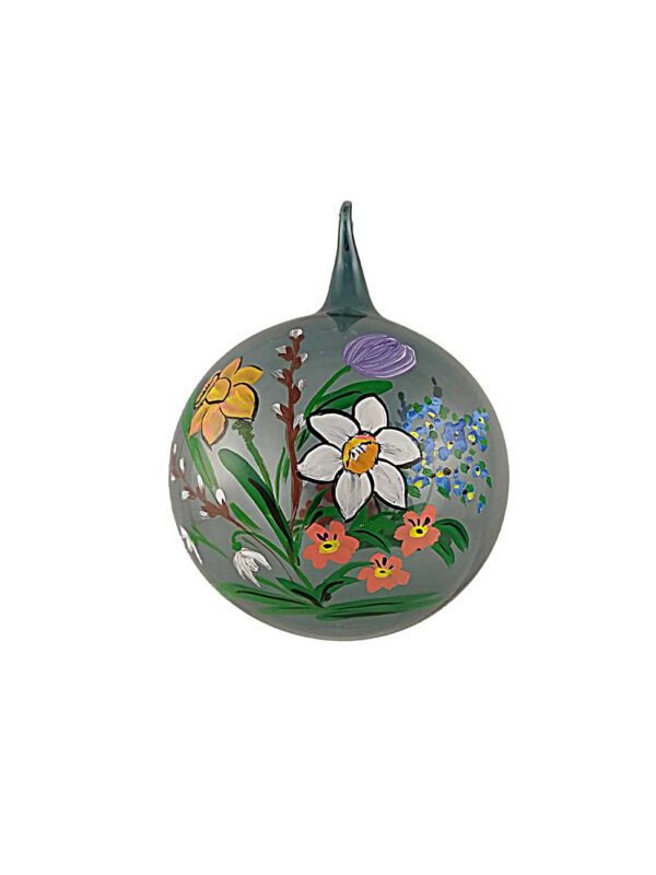 10er Kugel blau Blumenmotiv