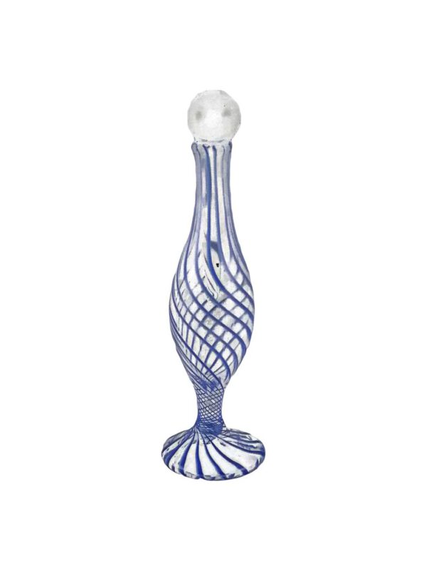 Glasminiatur mit Stopfen Fadenglas blau
