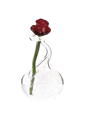 Glasminiatur Vase mit Rose