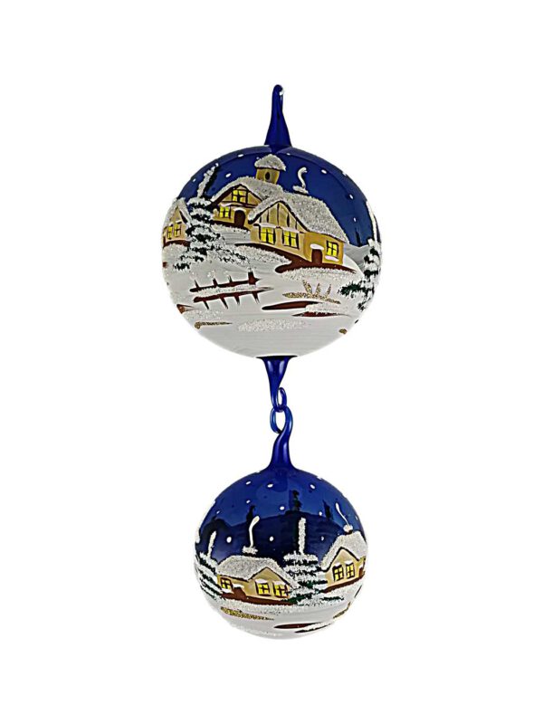 10cm Kugel blau mit Doppelhaken Winter – Ansicht 2