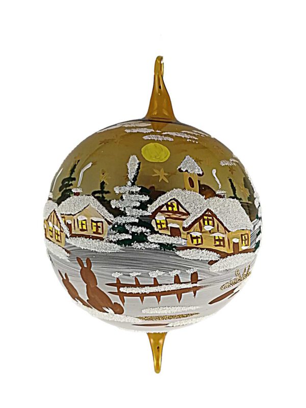 12cm Kugel gelb mit Doppelhaken Winter