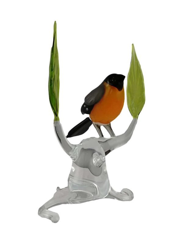 Glasfigur Dompfaff auf Stamm