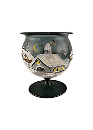 Windlichtbecher mit Fuß blau