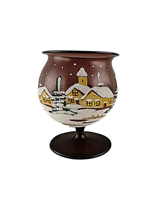 Windlichtbecher mit Fuß violett