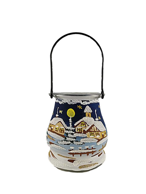 Glaslaterne blau bemalt – Ansicht 2