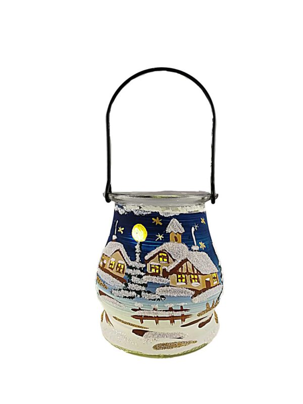 Glaslaterne blau bemalt