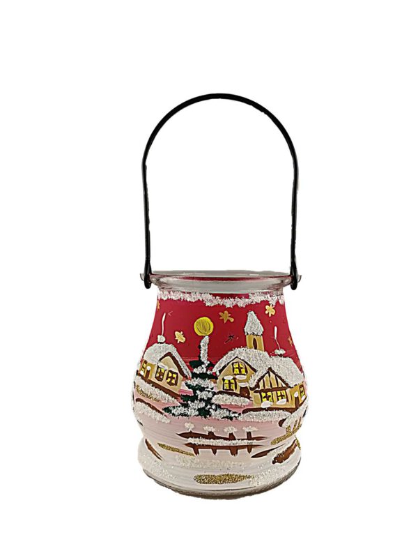 Glaslaterne rot bemalt – Ansicht 2