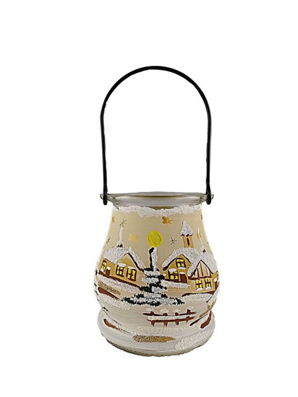 Glaslaterne beige bemalt – Ansicht 2