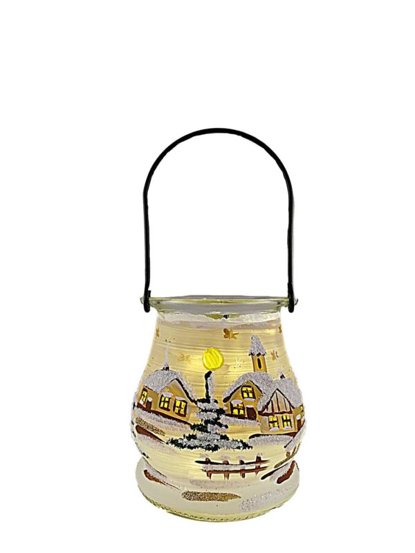 Glaslaterne beige bemalt