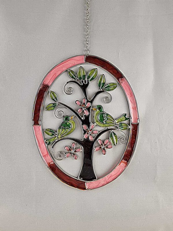 Fensterbild Baum mit Vogelpaar