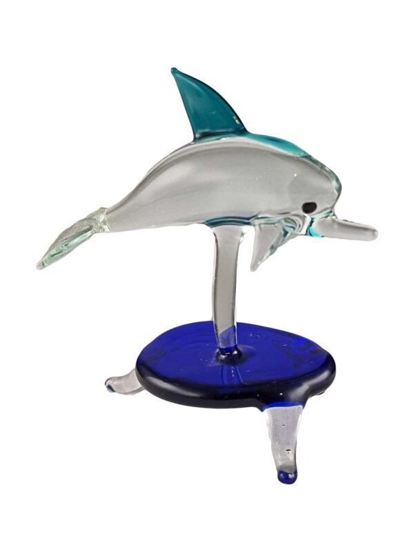 Glasfigur Delphin auf Sockel
