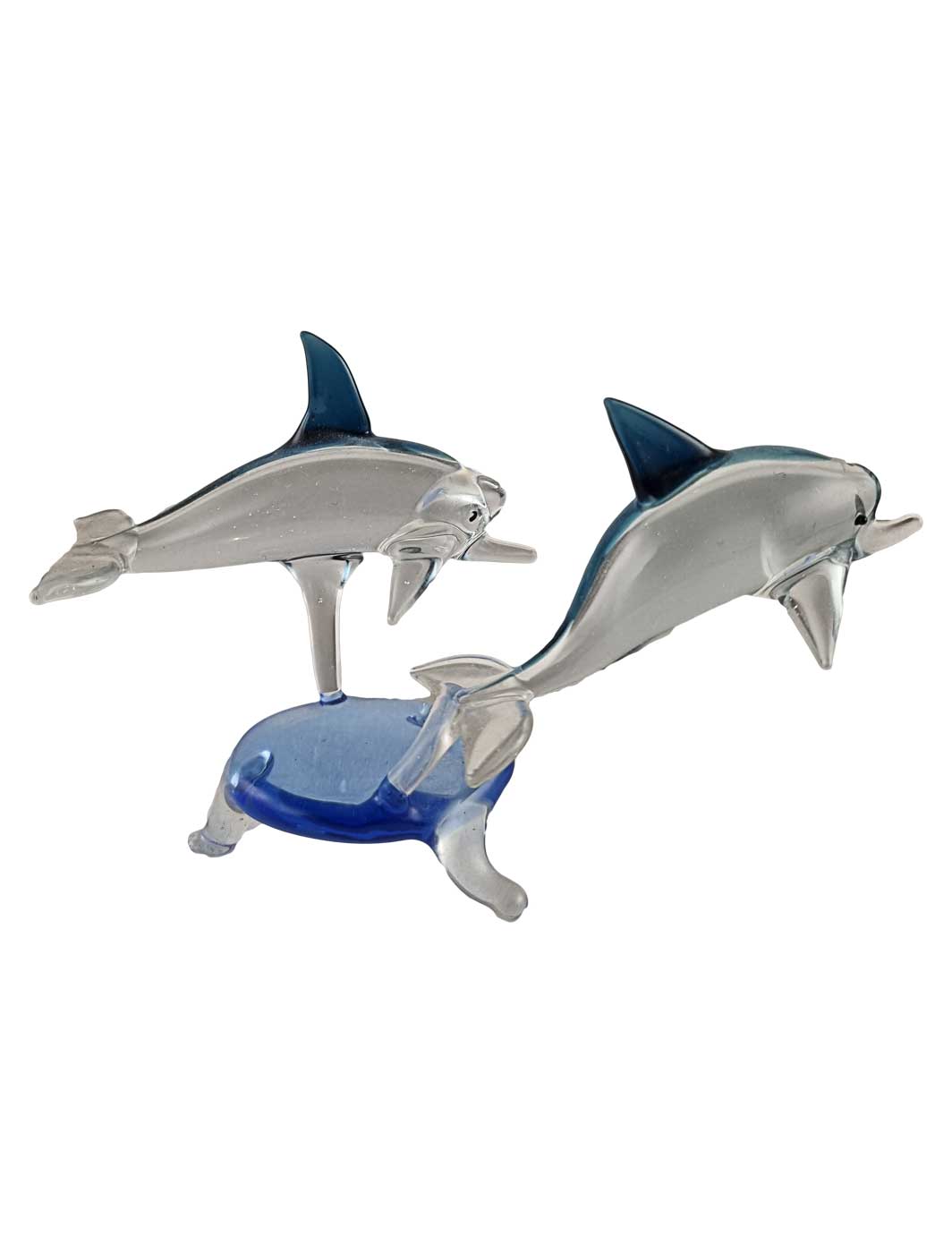 Glasfigur Delphinpaar auf Sockel
