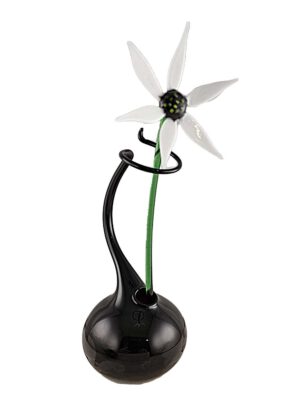 Rosenvase schwarz mit Blume