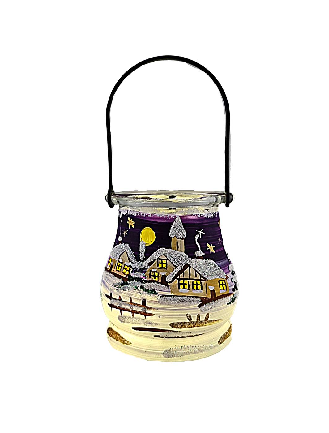 Glaslaterne lila bemalt