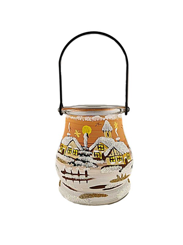 Glaslaterne terracotta bemalt – Ansicht 2