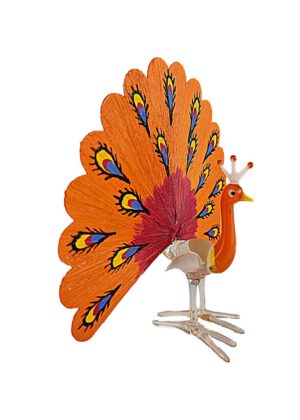 Pfau mit Glasfaserrad orange