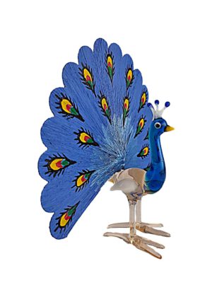 Pfau mit Glasfaserrad blau