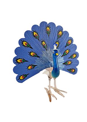 Pfau mit Glasfaserrad blau