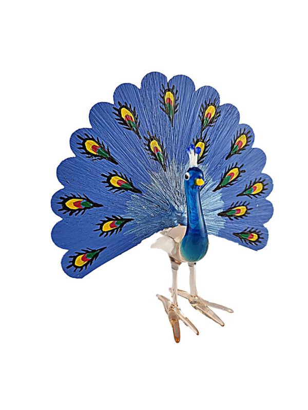Pfau mit Glasfaserrad blau