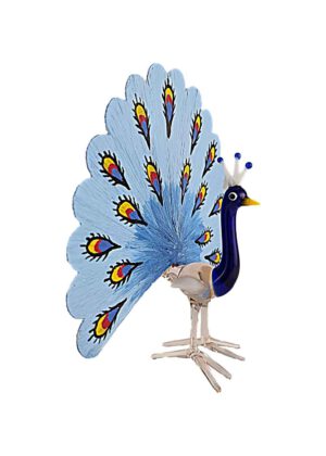 Pfau mit Glasfaserrad hellblau