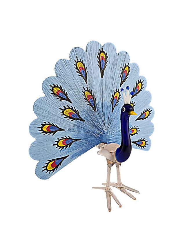 Pfau Glasfederrad hellblau