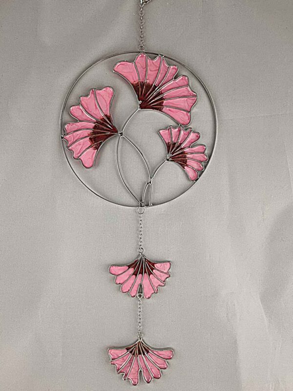Fensterbild Ginkgo rosa