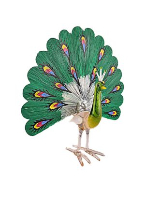 Glasfigur Pfau Glasfaserrad grün