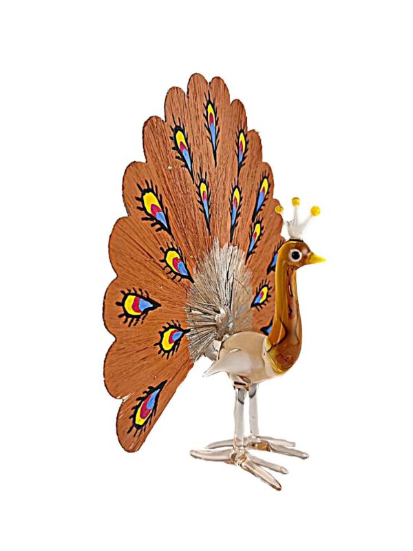 Glasfigur Pfau Glasfaserrad braun – Ansicht 2