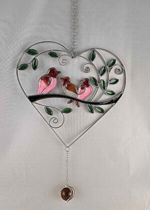 Fensterbild Herz mit Vogeltrio