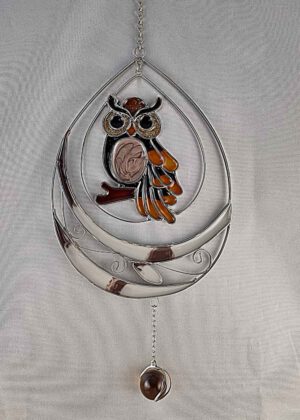 Fensterbild Eule Oval