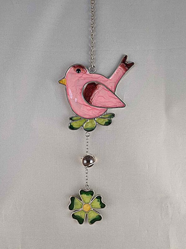 Fensterbild Vogel rosa
