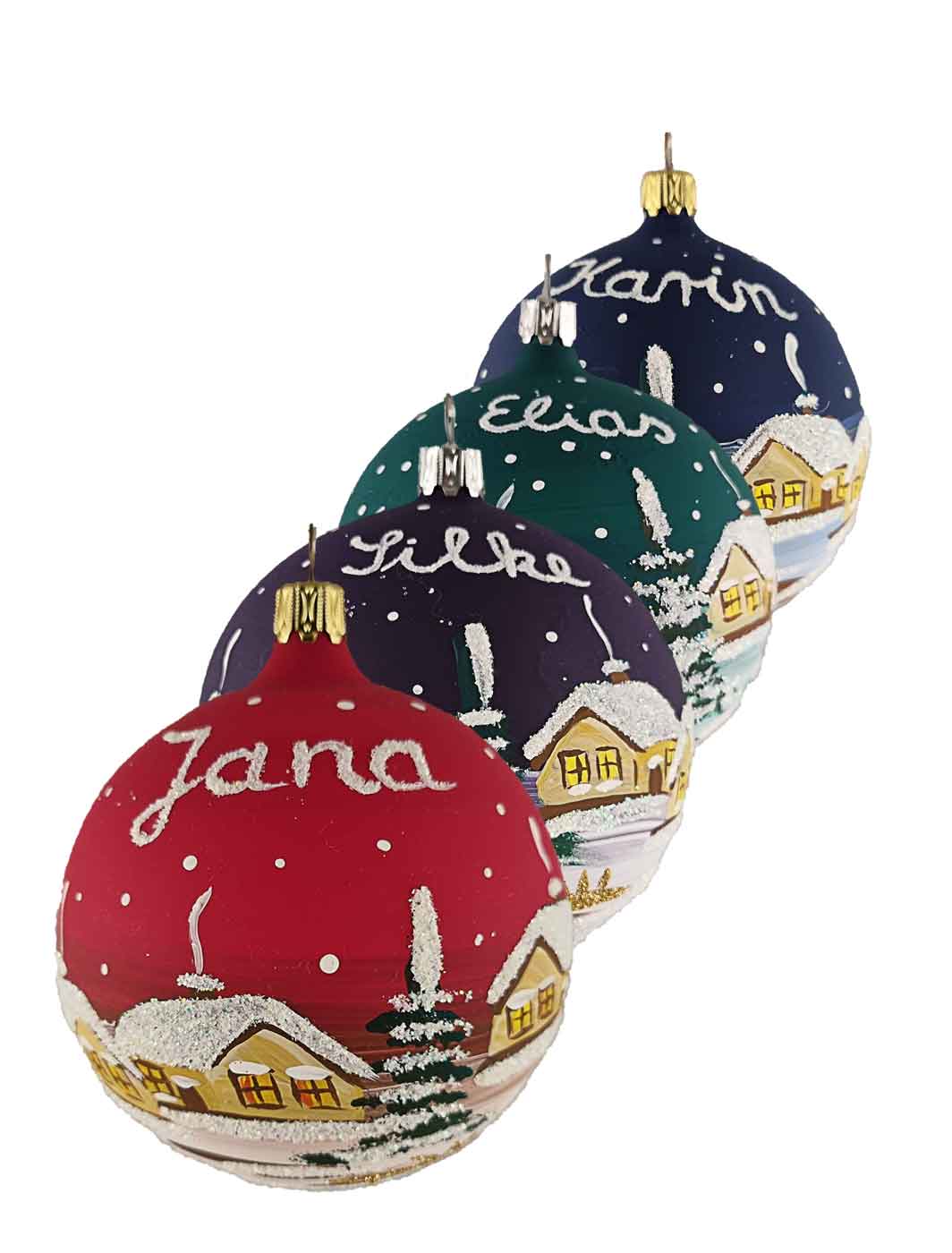 10er Winterkugel mit Namen weiß