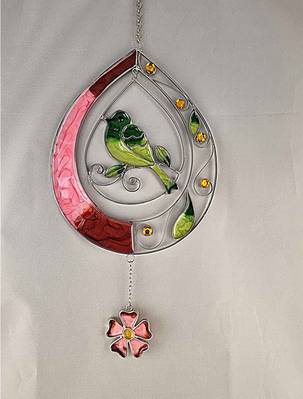 Tropfen mit Vogel grün