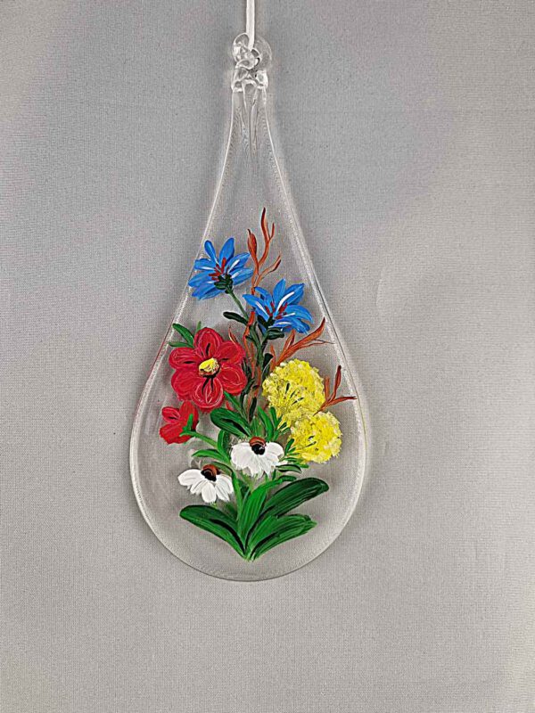 Glastropfen mit Blumen