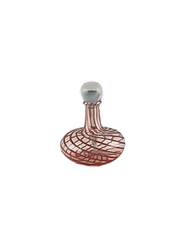 Glasminiatur mit Stopfen Fadenglas rot