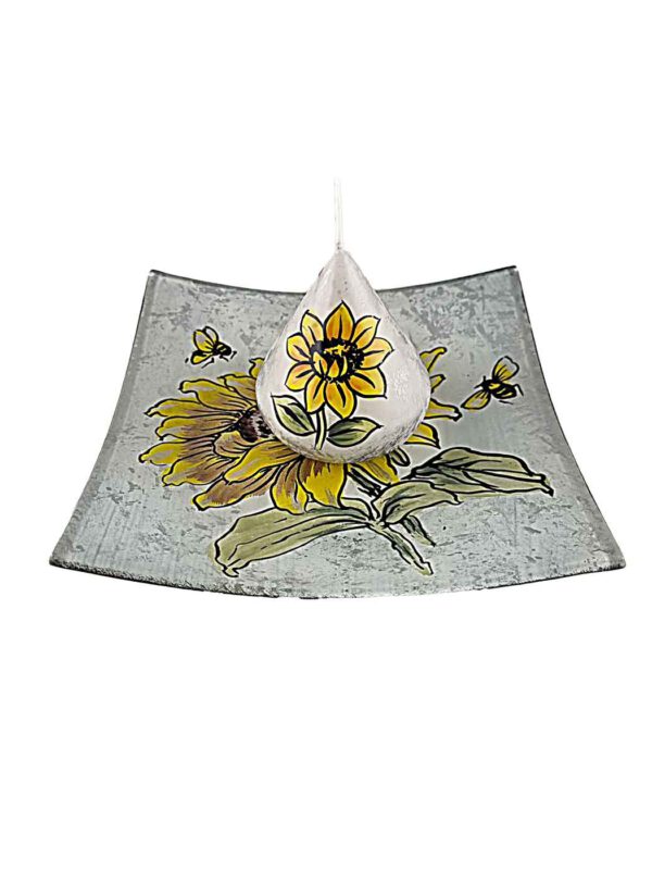 Glasteller Sonnenblume mit Wachskerze