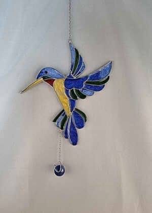 Fensterbild Kolibri blau