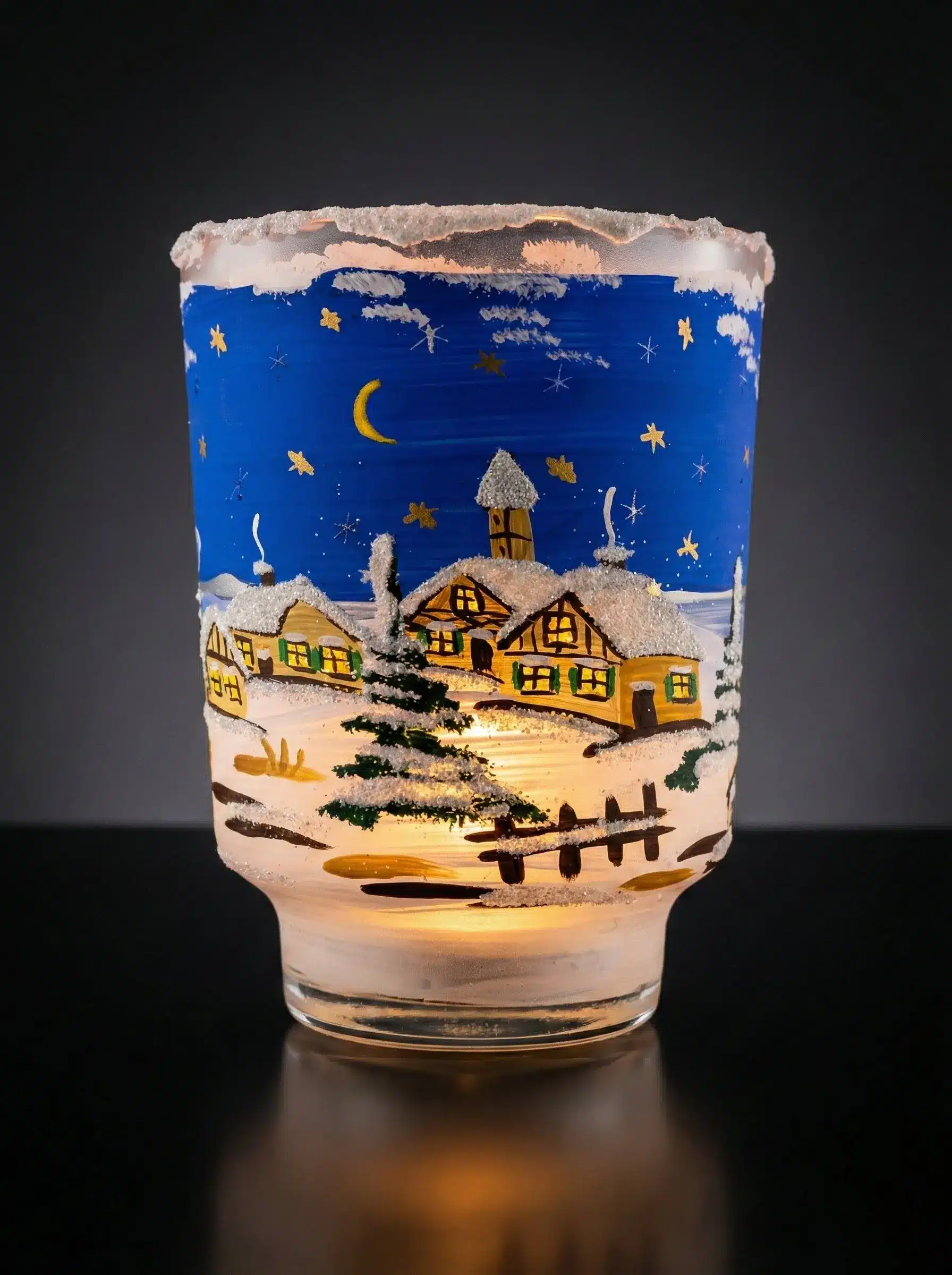 Windlichtbecher blau groß