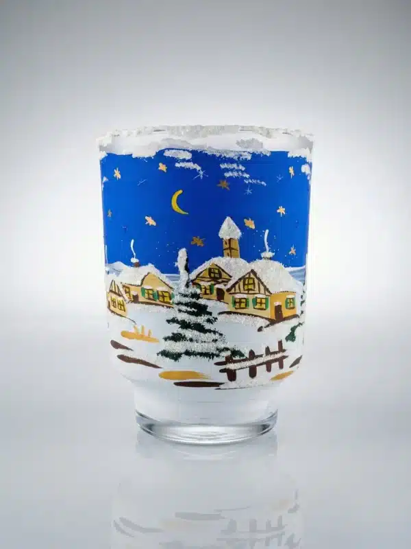 Windlichtbecher blau groß