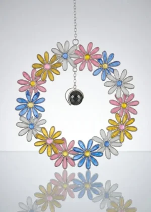 Fensterbild Blumenring bunt