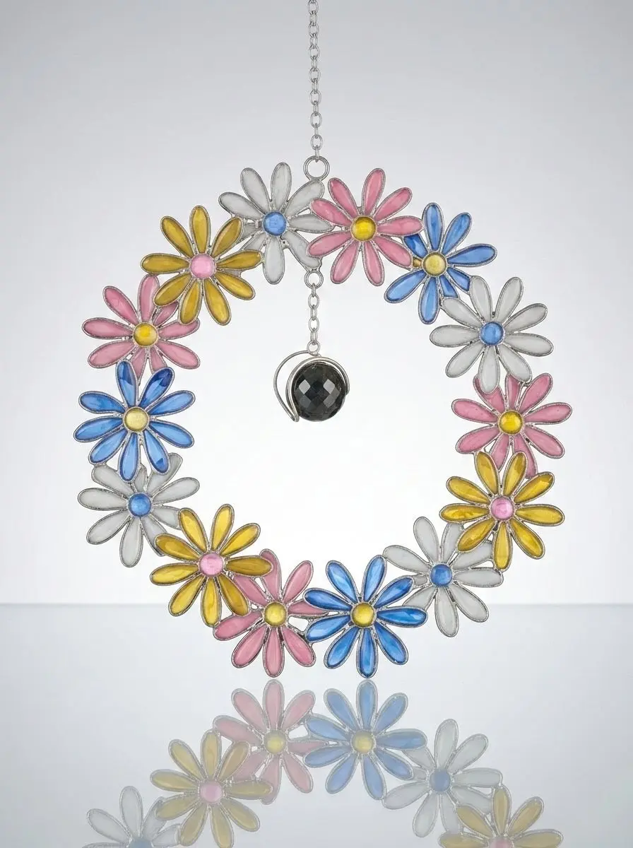 Fensterbild Blumenring bunt